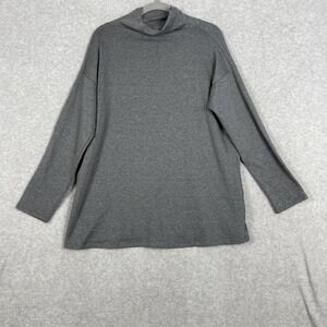 Eileen Fisher ‎ System Wool Blend Turtleneck Tunic Top Womens XS Gray Minimalist